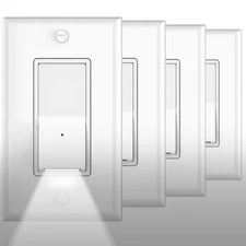 4Pack SOZULAMP Illuminated Light Switch-Esay to Install,No Neutral Wire,Singl...
