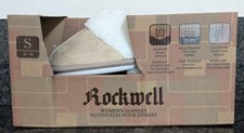 Rockwell Women's Tan Scuff-Style Slippers with Faux Fur Trim , Size S 5-6 