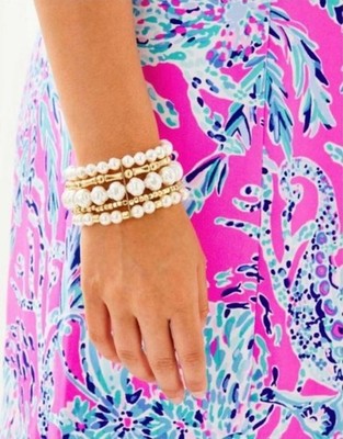 Lilly Pulitzer NWT Cosmic Kismet Pearl Bracelet Stretch 