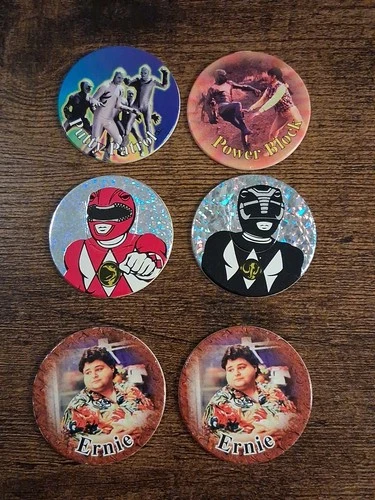 !!! Vintage 1994 Mighty Morphin Power Rangers  Pog Lot Of Six !!!