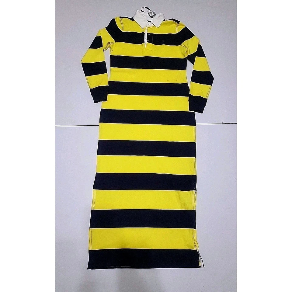Vestido Polo Ralph Lauren Rugby Feminino Pequeno Listrado Manga Longa Camisa Pônei - Imagem 2 de 4