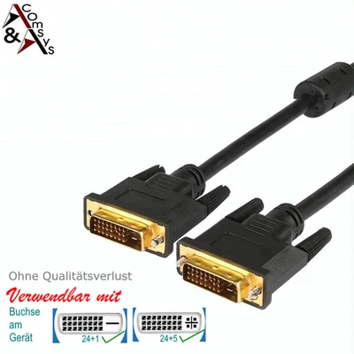 COMSYS 5M DVI Kabel 24+1 (24+5) DVI-D High Speed Dual-Link 3D Full HD 1080P 2560x1600