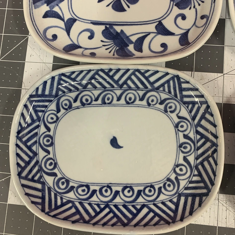 6 Platos de Cerámica Blanco Azul Espiral Diseño Flor Plato Decoración Hogar Foto 3 de 4