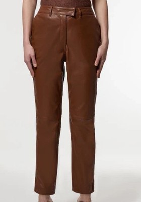 Leather Stylish Women Pant Soft Lambskin Leather Handmade Casual Fit Brown