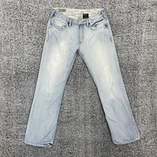 Buffalo David Bitton Jeans Mens 33x32 Light Wash Straight Leg Distressed Faded