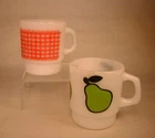 Vintage Fire King Ware Anchor Hocking Red Gingham & Green Apple Cup Mug