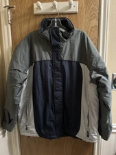 Polar Edge Men's Ski Winter Jacket Coat Sz Large Utility Compartments Blue Gray