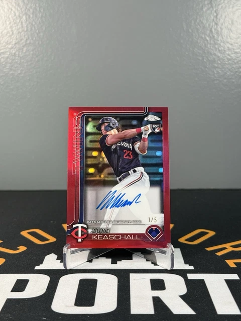 Luke Keaschall 2025 Topps Chrome Update True Red Rookie Auto 1/5 On Card! Twins!
