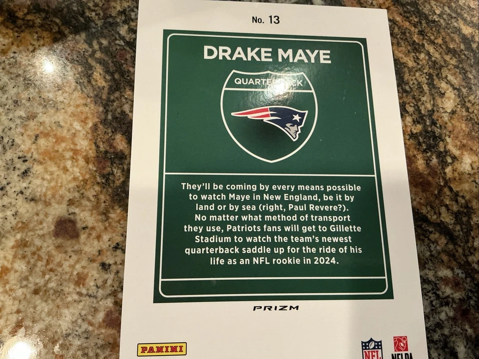 2024 Panini Donruss - Центр города! Drake Maye No13 негабаритный (RC) - Изображение 2 из 2