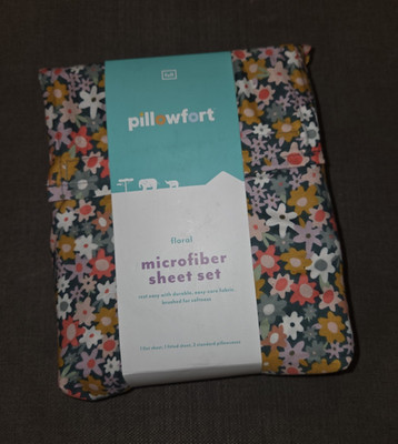 Pillowfort Floral Microfiber Sheet Set Full Kids Multicolor OEKO-TEX Recycled