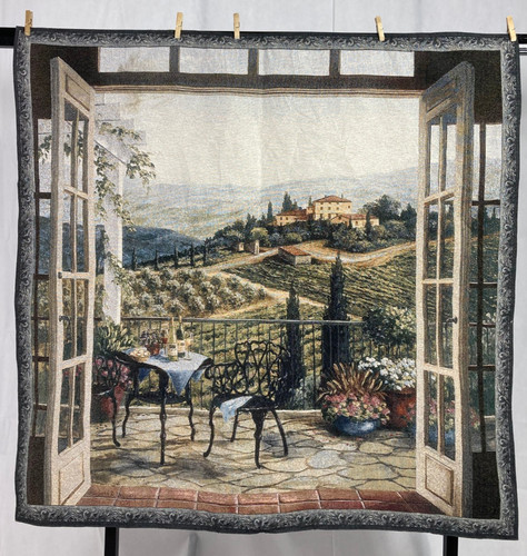 Vintage Balcony View of the Villa Scene Wall Hanging Tapestry 132x131 cm