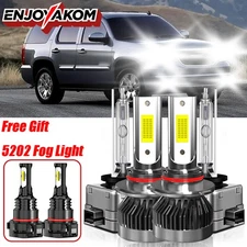 For GMC Yukon 2015-2019 LED Headlight Hi-Low Beam Combo Fog Light Bulb White HID