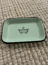 Blue Stallion Farm Brand Soap Dish Or Trinket Tray - Mint/Sage Green & Black