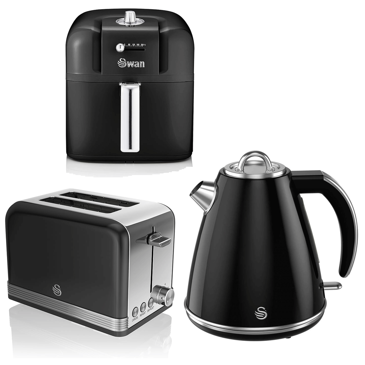 Swan Retro Jug Kettle Slice Toaster Air Fryer Stainless