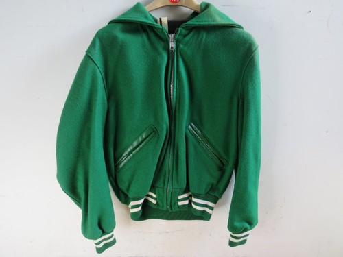 Vintage DeLong Lettermans Varsity Jacket Green/White Size 36 NOS
