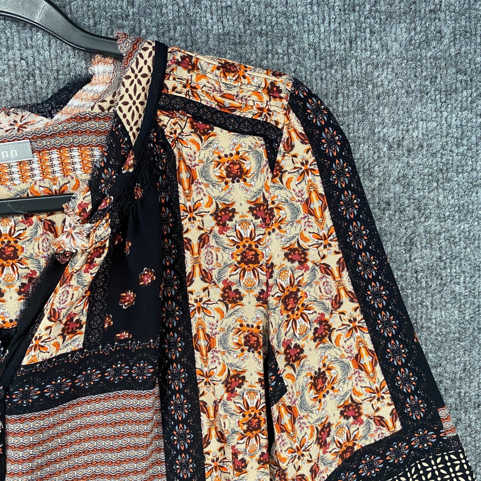 Daniel Rainn Blouse Top Size M Patchwork Button U… - image 2