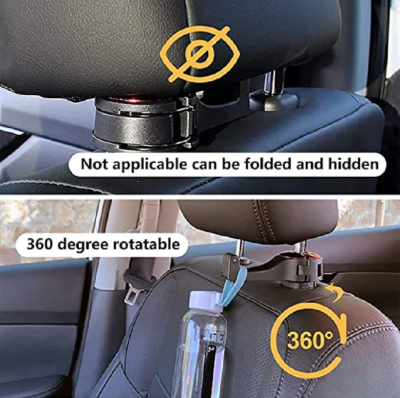 2 in 1 Car Seat Hooks for Purses and Bags with Phone Holder, Automative Headrest