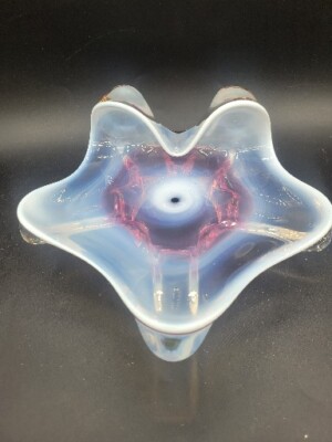 Chribska Czech? Murano Style Art Glass Starfish Bowl Opalescent Pink Green