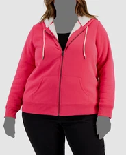 $57 Style & Co Women's Pink Full-Zip Sherpa-Lined Cotton Hoodie Plus Size 3X