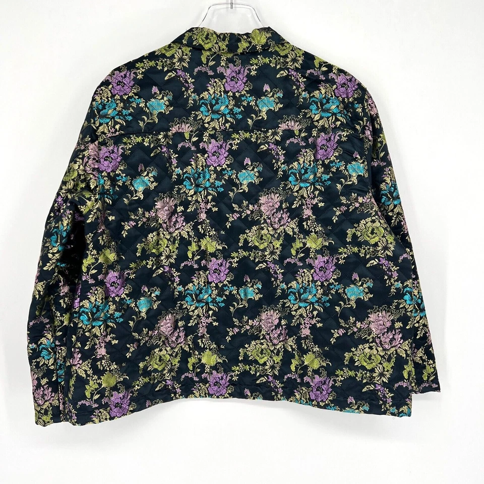 Chaqueta Drapers & Damons Mujer PXL Floral Satén Acolchada Púrpura Bosque Asiático Foto 2 de 4