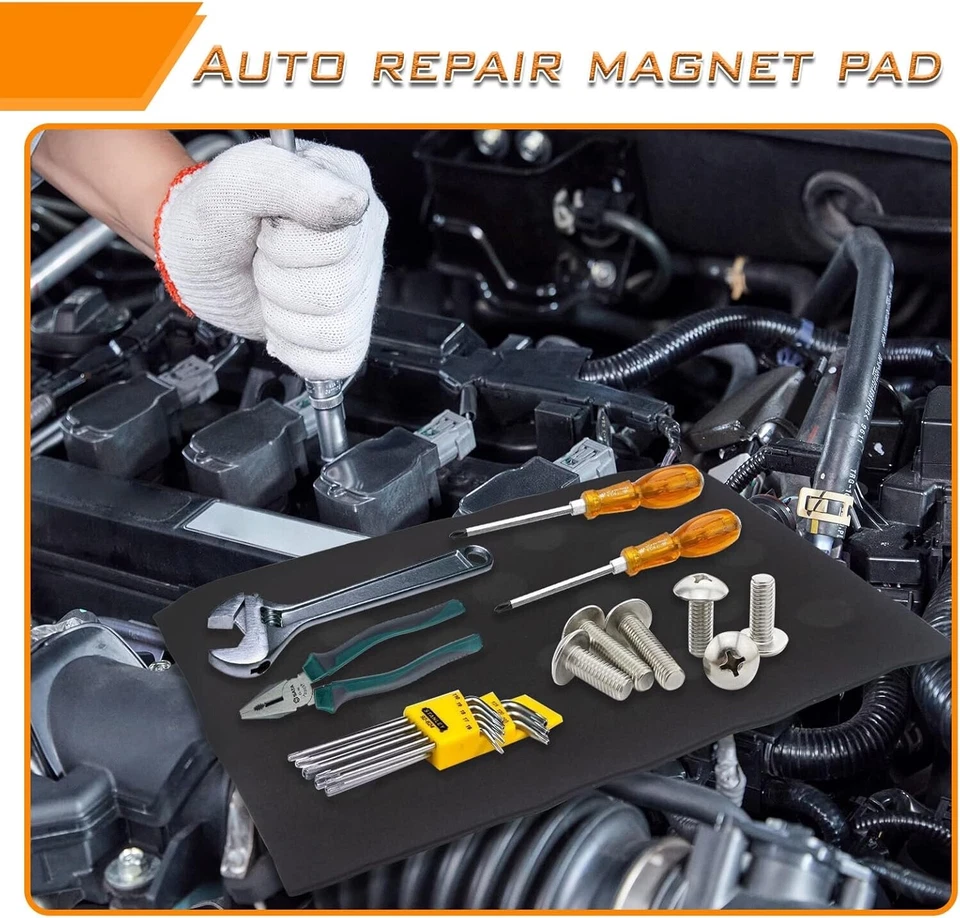 Alfombrilla magnética flexible para portaherramientas para pernos, tuercas, bandeja de piezas de tornillo 11,8"x8" 1 pieza Foto 2 de 4