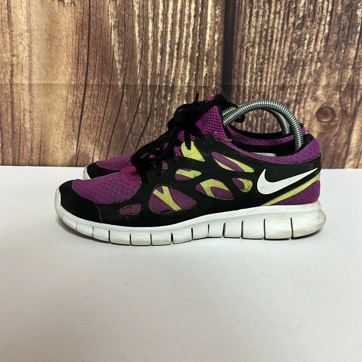 Nike Womens Free Run 2 Purple Black Lace Up Low Top Mesh Sneakers Shoes Size 9