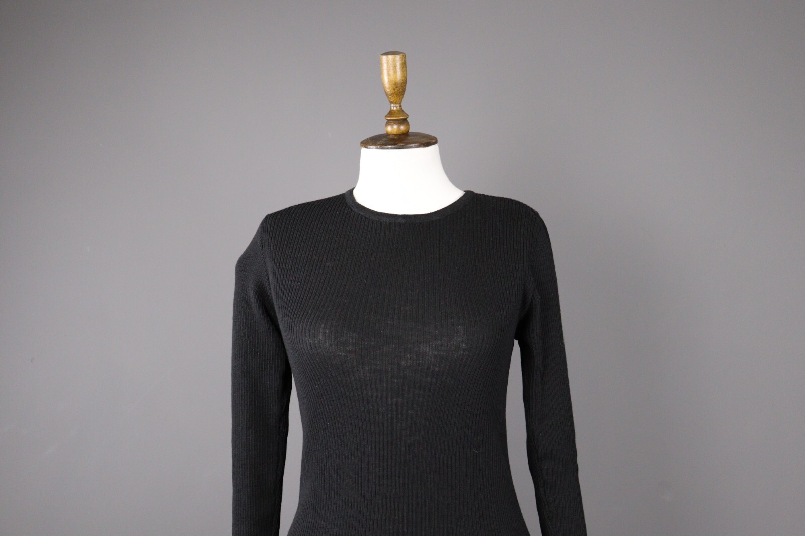 Top elasticizzato vintage Saint Laurent Rive Gauche in lana a costine manica lunga taglia S