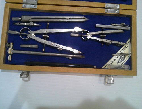 Vtg. Chrome Alvi Precision Drawing Set w/ Case - Picture 2 of 3