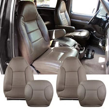 For 1992-1996 Ford Bronco Driver & Passenger Bottom & Top Leather Seat Cover Tan