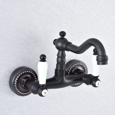 Black Oil Rubbed Brass Kitchen Faucet Bathroom Sink Mixer Tap Wall Mount ssf749