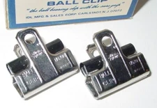 2 Vintage Ball Bearing Metal Clips 1" Art Deco Lined MCM Chrome NOS IDL JAPAN