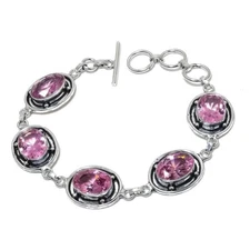 Pink Kunzite Gemstone Handmade 925 Sterling Silver Jewelry Bracelet 7-8"