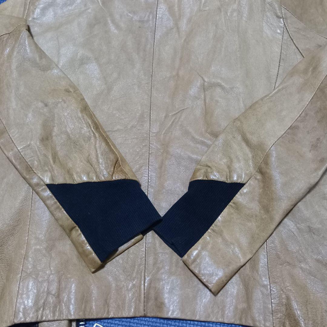Ekam Lamb Leather Rider'S Jacket S Size Beige Made In Japan Ekam Lamb Leather Rider'S Jacket S Size Beige Made In Japan