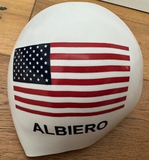 TYR White Large TRACER X Silicone Swim Race Cap H107 Team USA ALBIERO New Rare