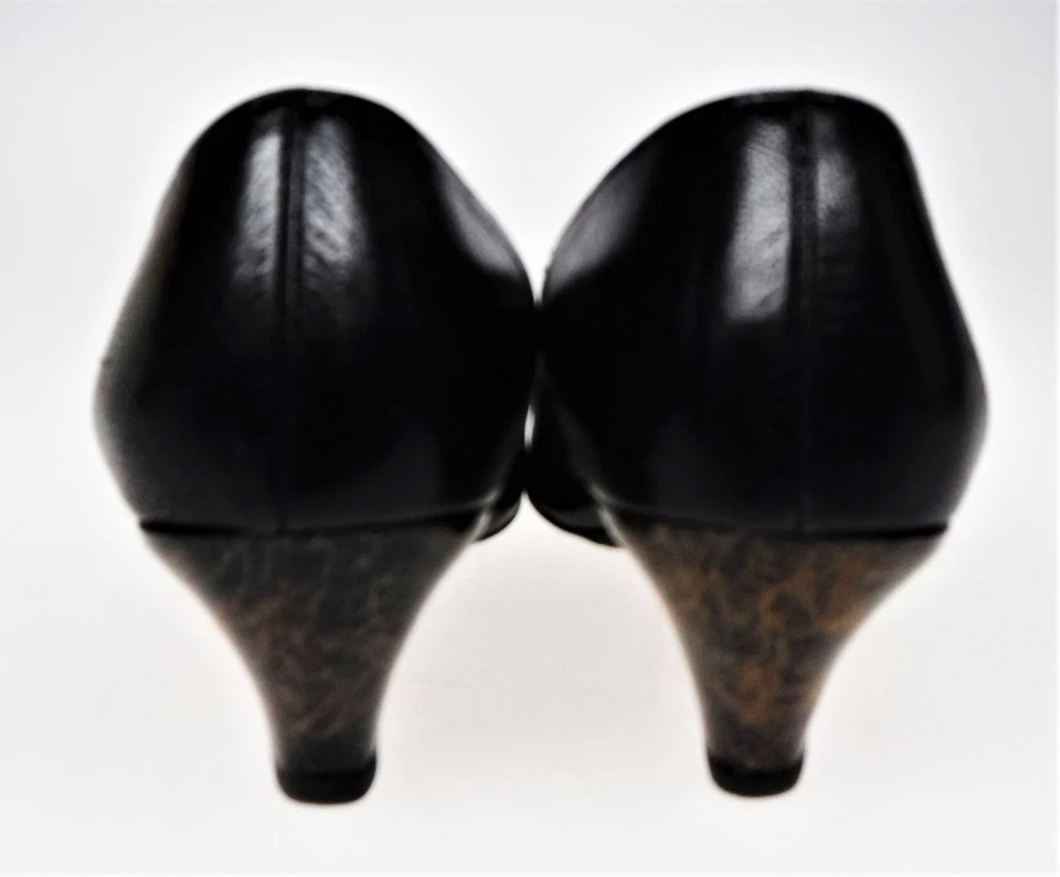 California Magdesians 10SS Cuero Negro Tacón de Cuña Sin Cordones De Colección Años 80 EE. UU. Foto 4 de 4