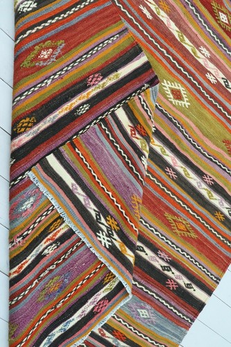 Turkish Burdur Kilim Rugs, Stripped Kelim, Modern Rug 67"x104" Area Rugs, Carpet - Picture 12 of 12