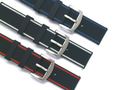 22mm Black Red/Black White Rubber Replacement Watch Strap -  Invicta 22 & Others
