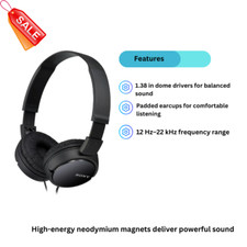 Sony Wired On-Ear Headphones, Black MDRZX110