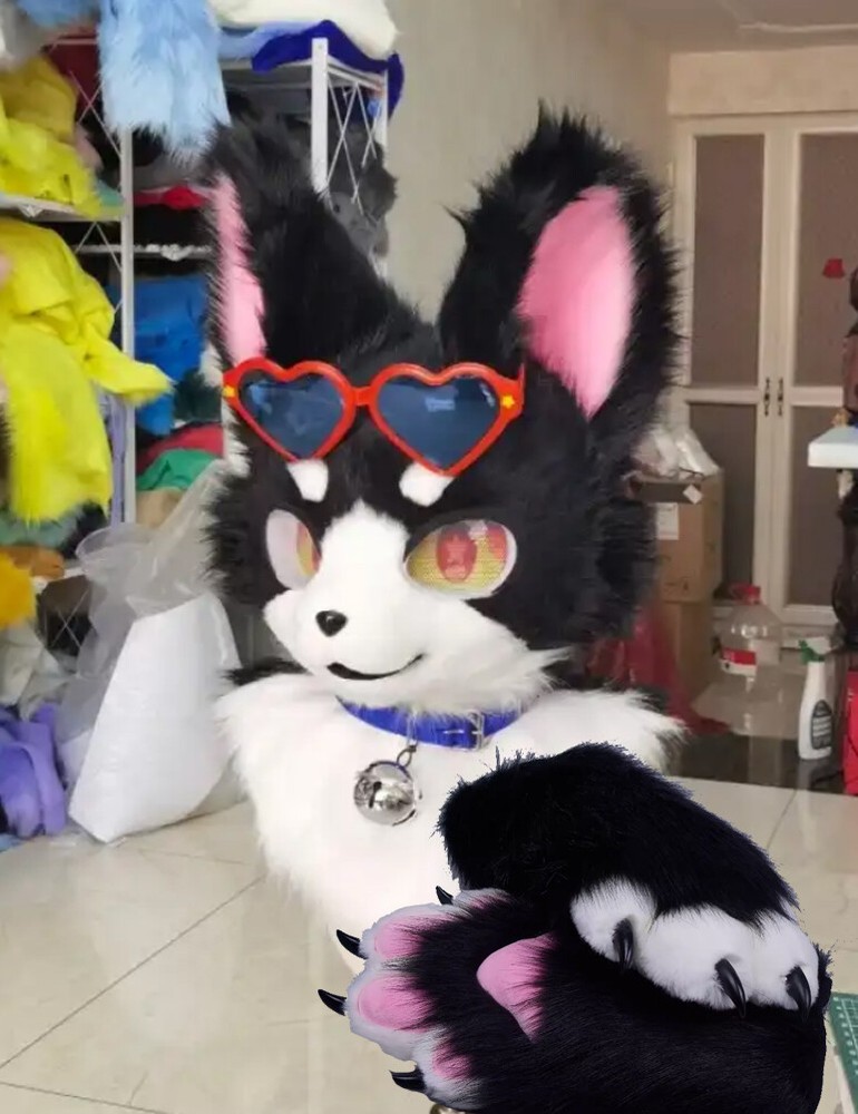 Fursuit Husky Fox Mascot (head + PAWS) Halloween Party Fur Cosplay 26#