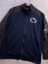 Penn State Jacket Men Large Nike Dri Fit Full Zip Pockets Blue Gray NCAA College