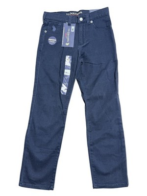 US Polo Assn Pants Boys 7 Navy Straight Twill 5 Pocket Reinforced Knee School