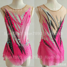 Girls' Rhythmic Gymnastics Leotards Artistic Gymnastics Jeweled pink dyeing