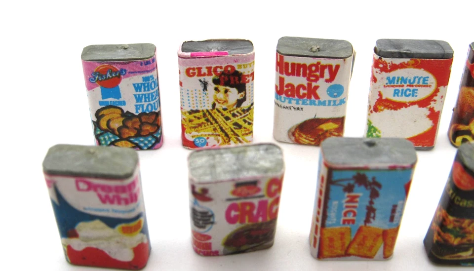 9 alimentos de despensa miniatura vintage para casa de muñecas Hungry Jack, látigo de ensueño, más Foto 3 de 4
