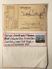Feldpostkarte 1915 Bayern Leutnant an Frau des Gen. Kriebel M&uuml;nchen