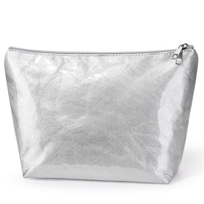 WLLWOO PVC Makeup Bag Waterproof Kraft 8.1''L x 3.5''W x 7.1''H, PVC-Silver