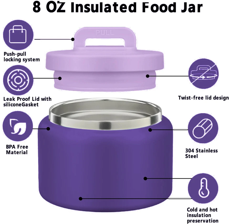 Bento Lunch Box with 8Oz Stainless Steel Insulated Vaccum Food Jar - Image 2 of 4