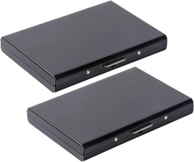 Kreditkartenetui RFID Blocking Edelstahl Schwarz 2 Stück für Damen Herren