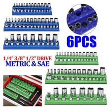 Magnetic Socket Organizer Set 6pcs Socket Trays Blue Green For Metric Sae