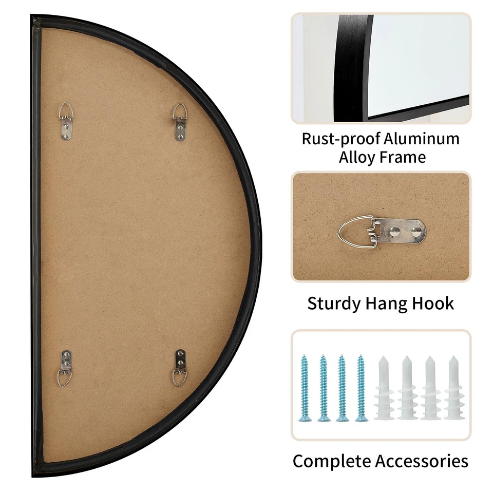 VVK Artistic Half Circle Mirror Decor - Elegant Half Moon Mirrors for Wall Fe... - Image 3 of 4