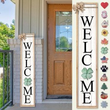 Interchangeable Welcome Sign for Front Porch Standing 45"X9" 12 Pcs Replaceab...